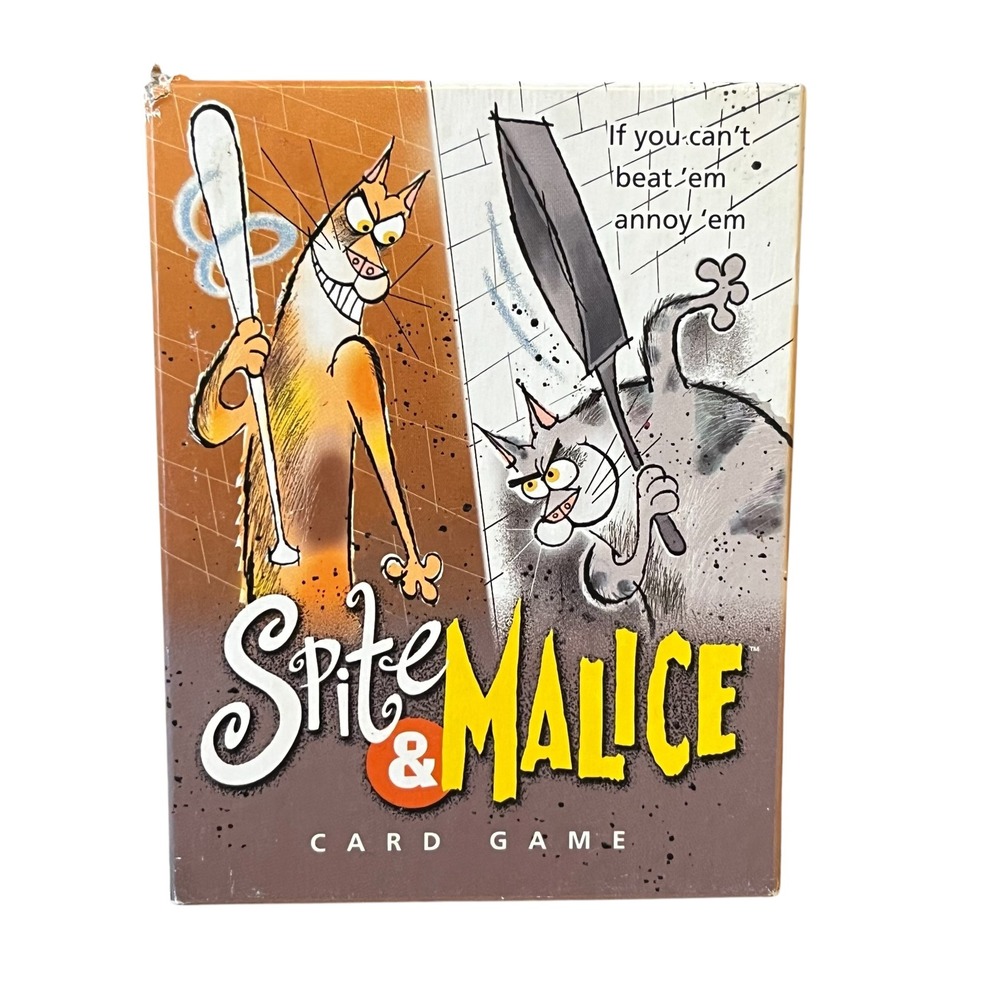 Hasbro Spite & Malice Card Game 2002 Vintage Cat Theme Strategy Game